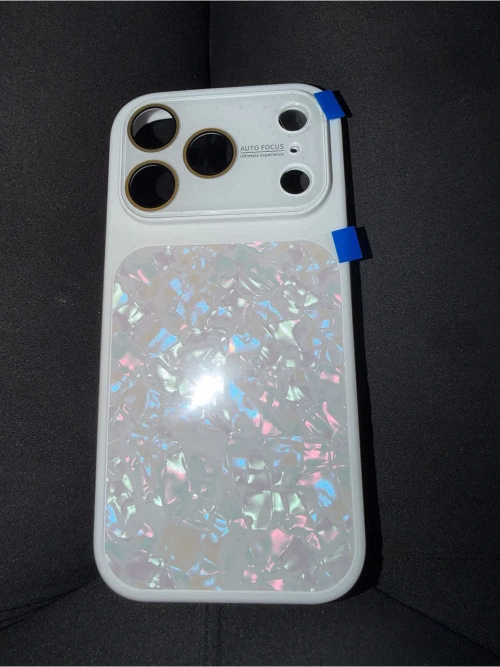 NEW White Iridescent Shell iPhone 17 Pro Case. Hard case. Soft edges.